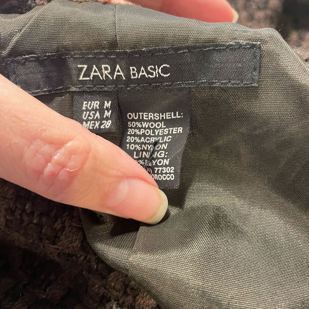 ZARA brown wool blend cropped jacket with wide collar and cuffs - Medium - Picture 4 of 4